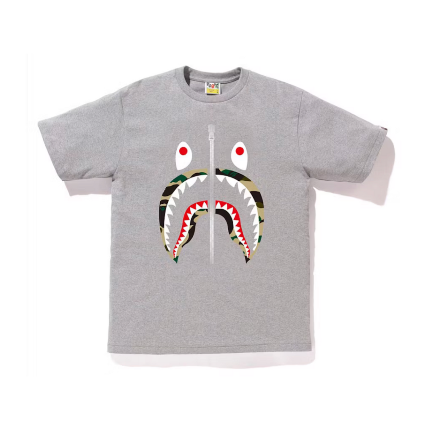Bape shark zip tee grey