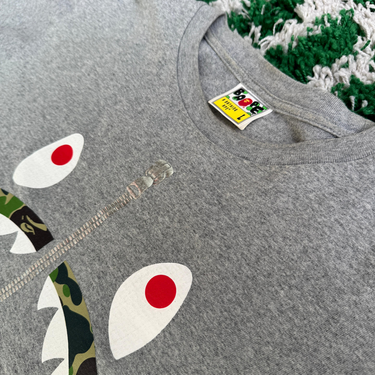 Bape shark zip tee grey