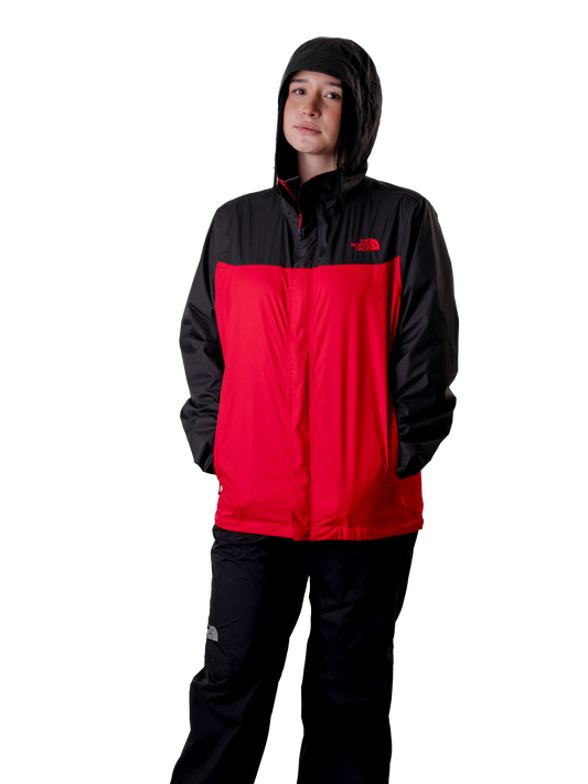 The north face wind jacket red black