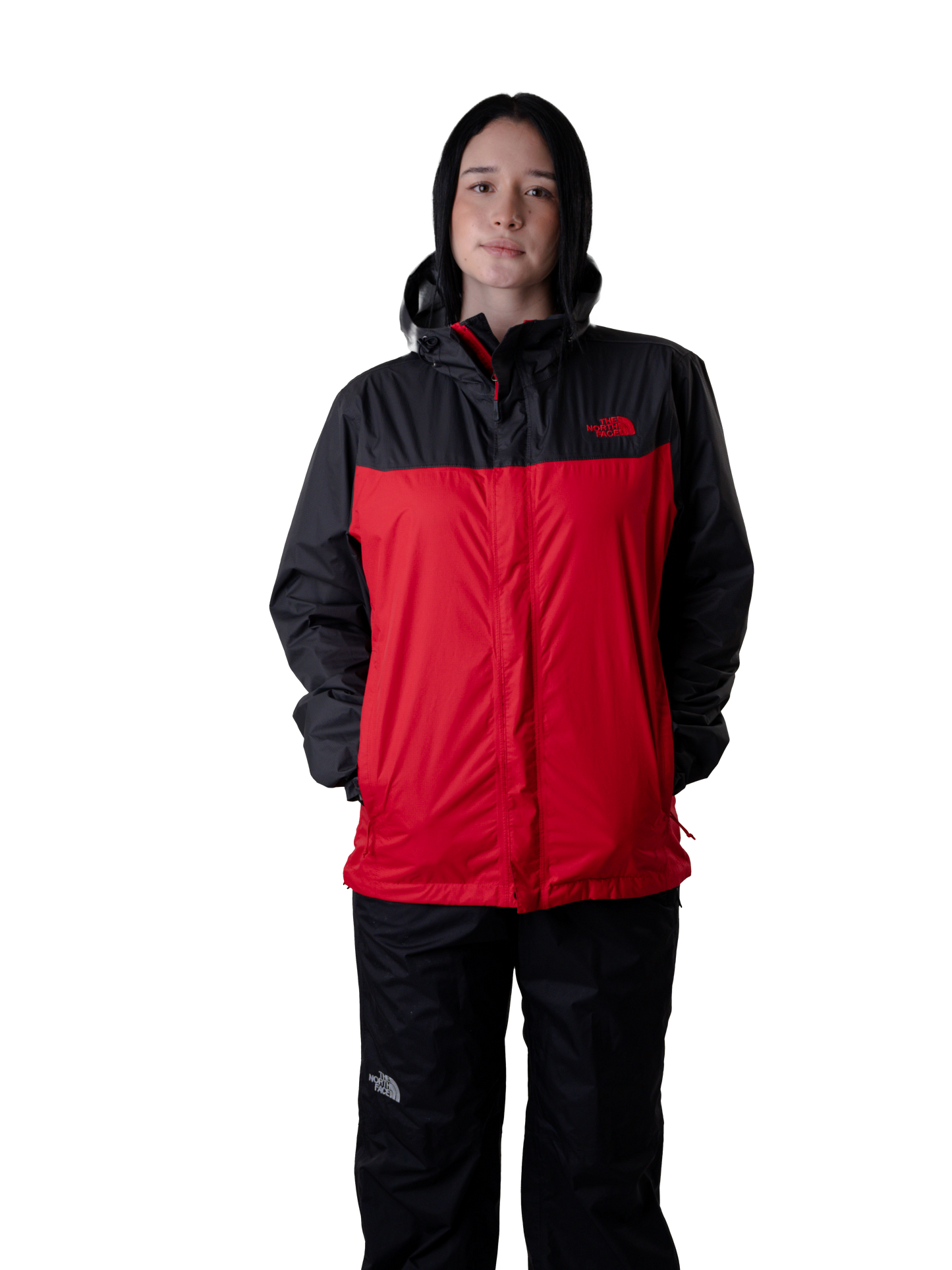 The north face wind jacket red black